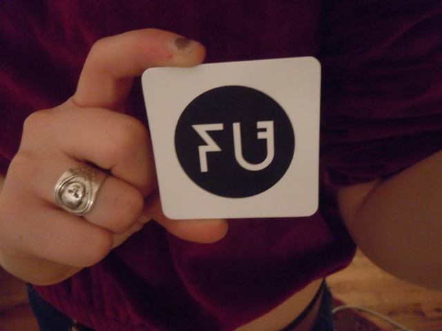 FU business card & silver Gerber baby ring