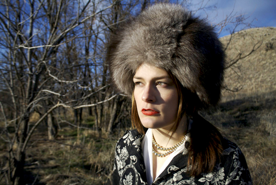 Russian fur hat, vintage chocker necklace, lipstick: NAR Heat Wave