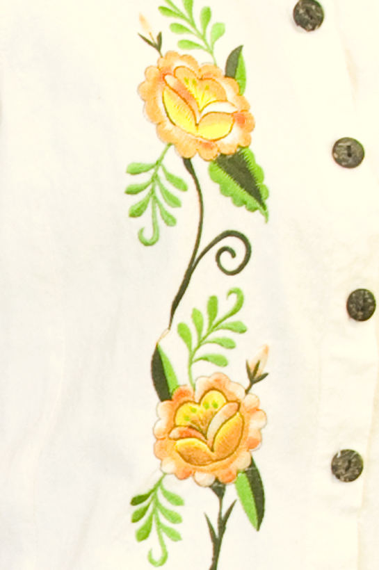 Linen dress with embroidered flowers