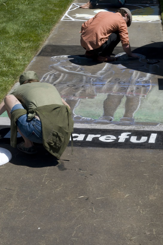 Marcus Pierce Idaho Statesman chalk drawing 7.4.2012 photographed by Bethany Walter